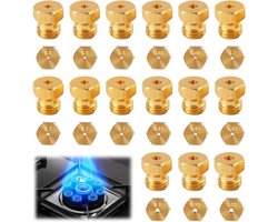 Pack van 15 Universele Butaan Gas Nozzles – LPG Conversiekit voor Gasfornuis – Fornuis – Kookplaat – Fles – Nozzle Brander – 0.5-0.65-0.7-0.80-0.87-0.90-0.95-1.02