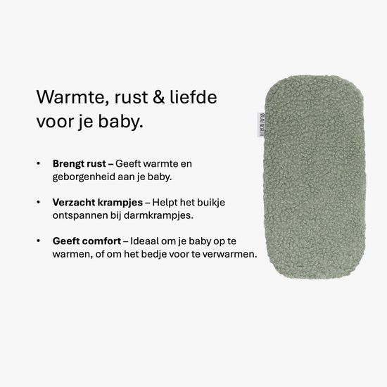 Ølav North Warmtekussen voor baby's - Babykruik met geschenkverpakking - OEKO-TEX® - Pittenzak met teddy hoes - Forest Green — afbeelding 2