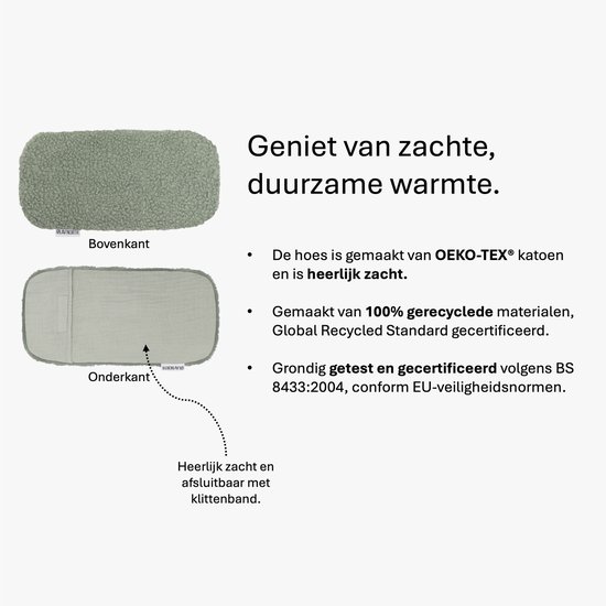 Ølav North Warmtekussen voor baby's - Babykruik met geschenkverpakking - OEKO-TEX® - Pittenzak met teddy hoes - Forest Green — afbeelding 3