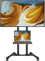 Perlegear TV Stand Roll-Up TV Trolley for 13-50 Inch TV with 30 Degree Tilt, Universal TV Stand for LED/LCD/OLED TV, Height Adjustable, TV Stand, Load Capacity 14