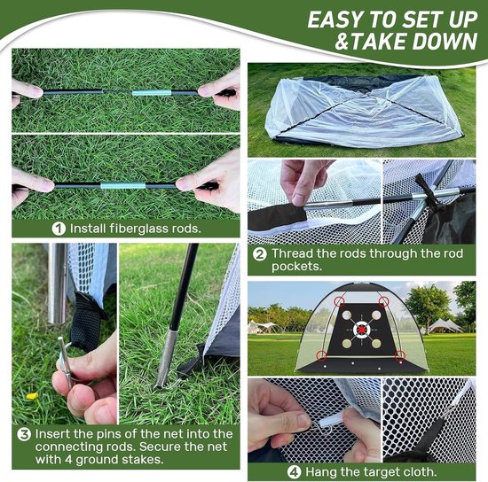 Unyqoos® Complete golftrainingsset met oefennet voor binnen en buitengebruik van unyqoos — afbeelding 5