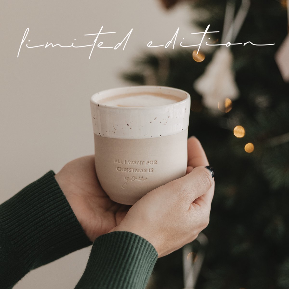 Mok - All i want for chiristmas is you - Limited edition - Tas - Aardewerk - Handgemaakt - Kerst - Kerstcadeau - Servies - Liefde - Origineel - Decoratie - Geschenk - Cadeau - Koffie - Thee - Origineel Cadeau - Uniek - Vrienden