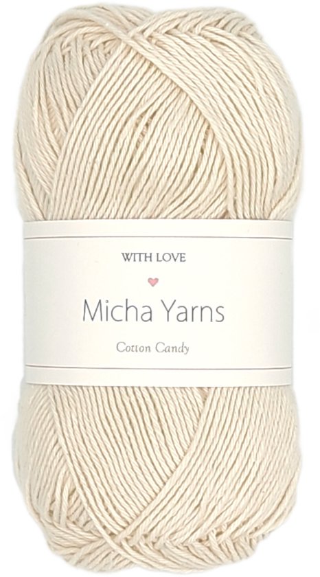 Micha Yarns - Candy à Cotton - 100% coton - 5 pelotes - 50 grammes - 170 mètres - Crème (002)