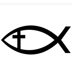 Ichtus vis met kruis sticker - 14x6cm - Zwart - topkwaliteit avery autoreclame folie