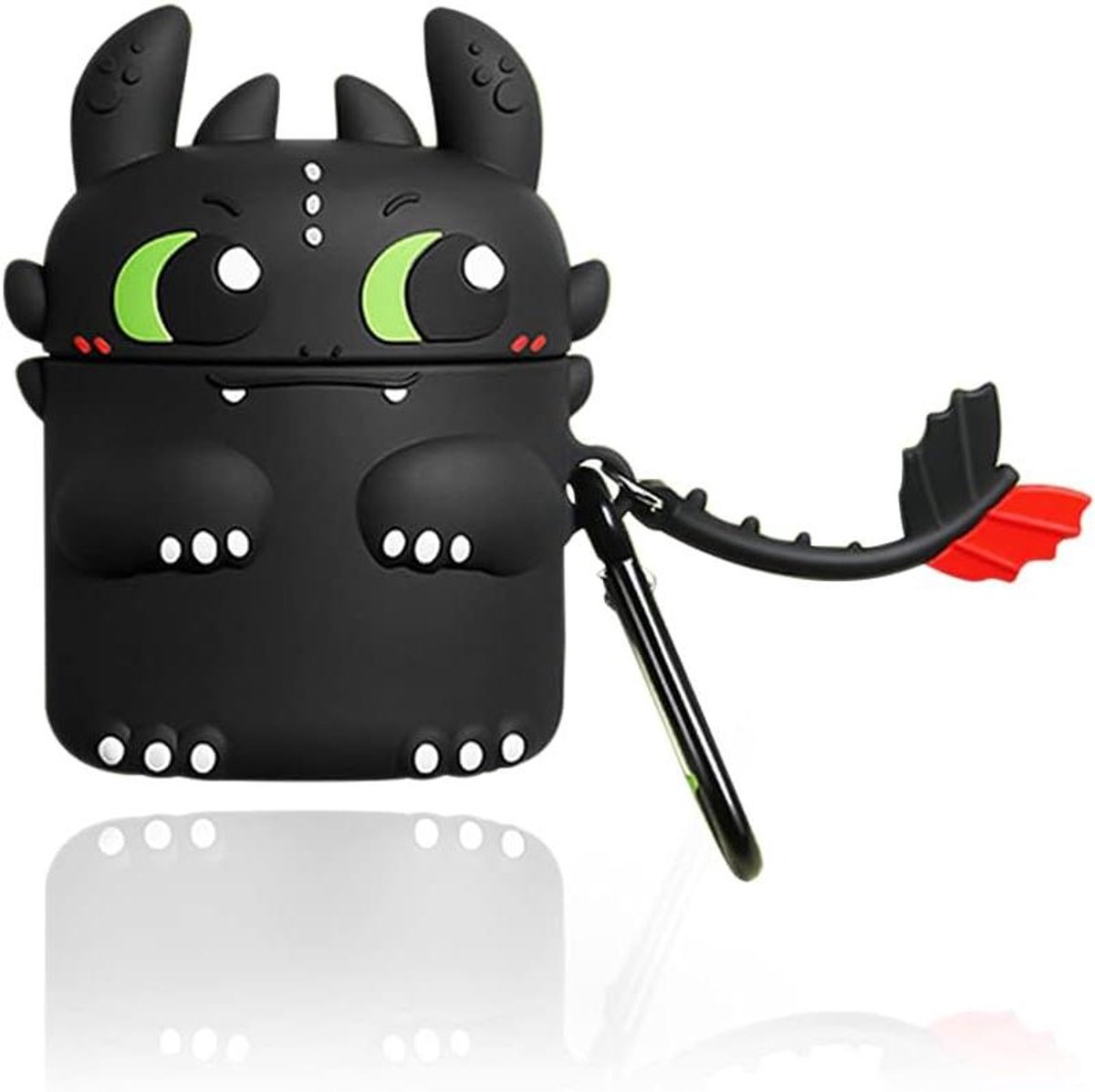 CSGoods - Cartoon Siliconen Hoesje AirPods 1 2, Nachtduivel Creatief Kawaii Waterdicht Schokbestendig Oplaadcase Beschermhoes met Sleutelhanger - Zwart