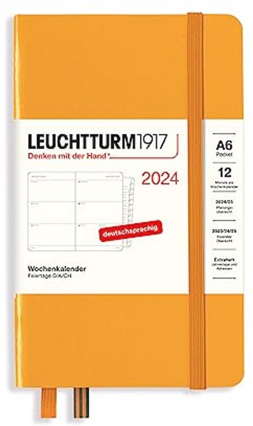 LEUCHTTURM1917 370501 weekkalender & notitieboek Pocket (A6) 2025, salie, Duits