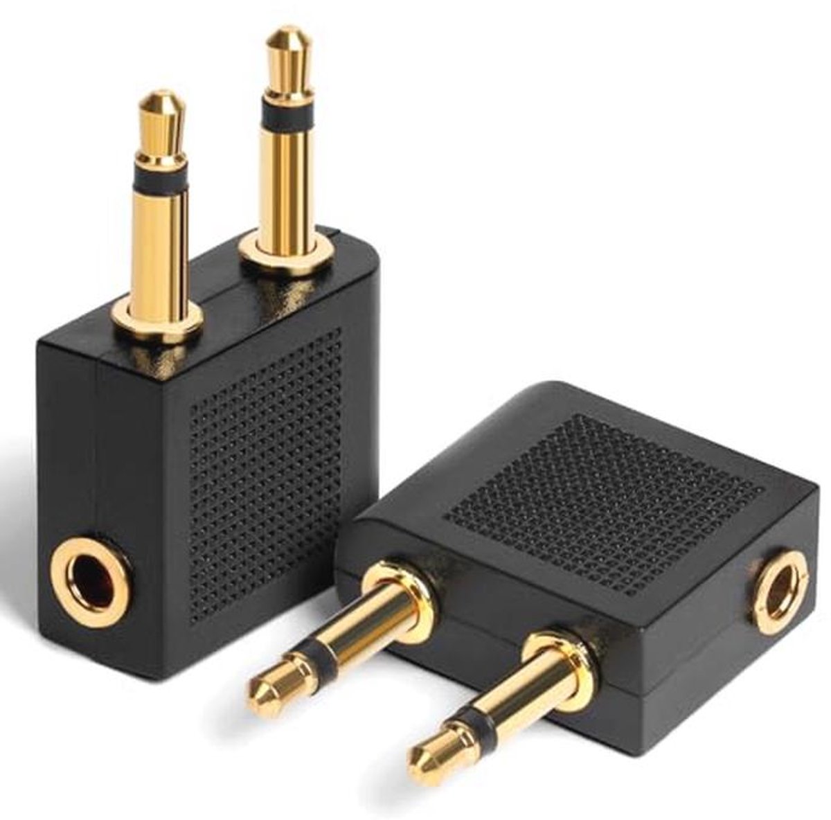 Vliegtuigadapter voor Hoofdtelefoon, 2 Stuks, Verguld, Universeel, 3,5 mm
