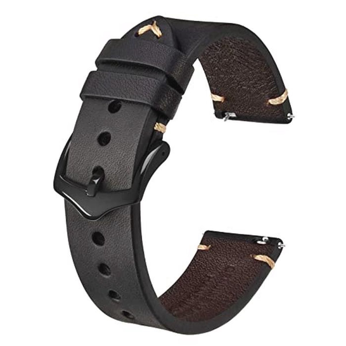 BISONSTRAP Horlogeband voor heren, handgemaakte leren armband, snelsluiting, 18 mm, 20 mm, 22 mm