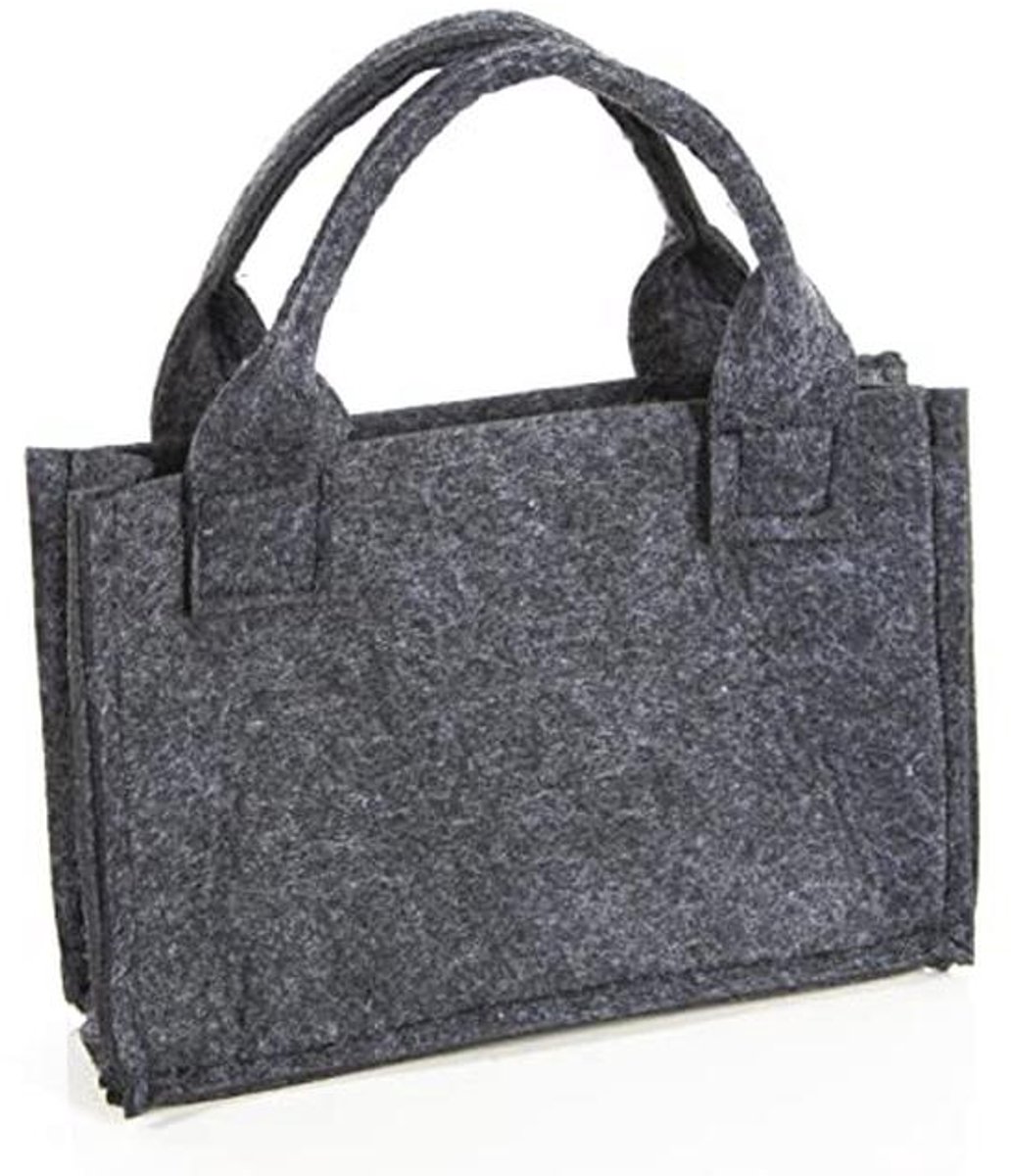 Vilten tas donkergrijs rustiek 21 x 14 x 6 cm - Herbruikbare geschenkverpakking