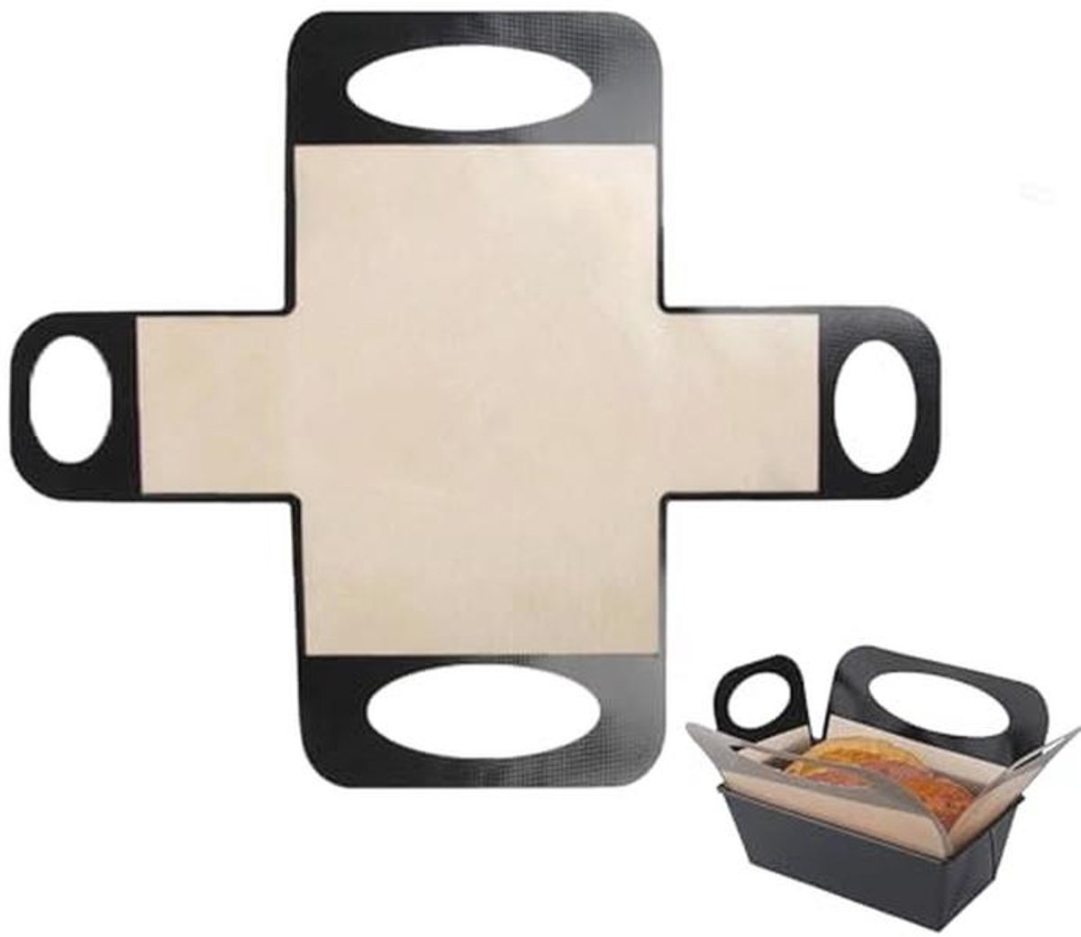 Herbruikbare Silicone Bakmat voor Brood, Anti-aanbak Deegtransfer Mat met 4 Handvatten