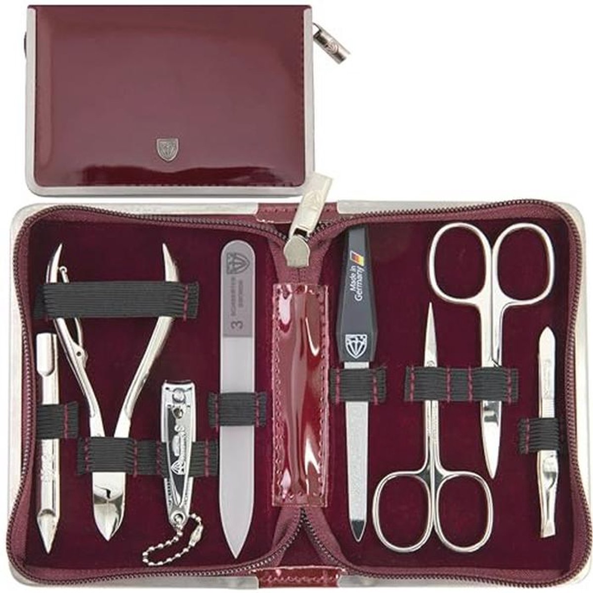 Manicure set 8-delig wijnrood kunstleer - Complete set voor perfecte nagelverzorging