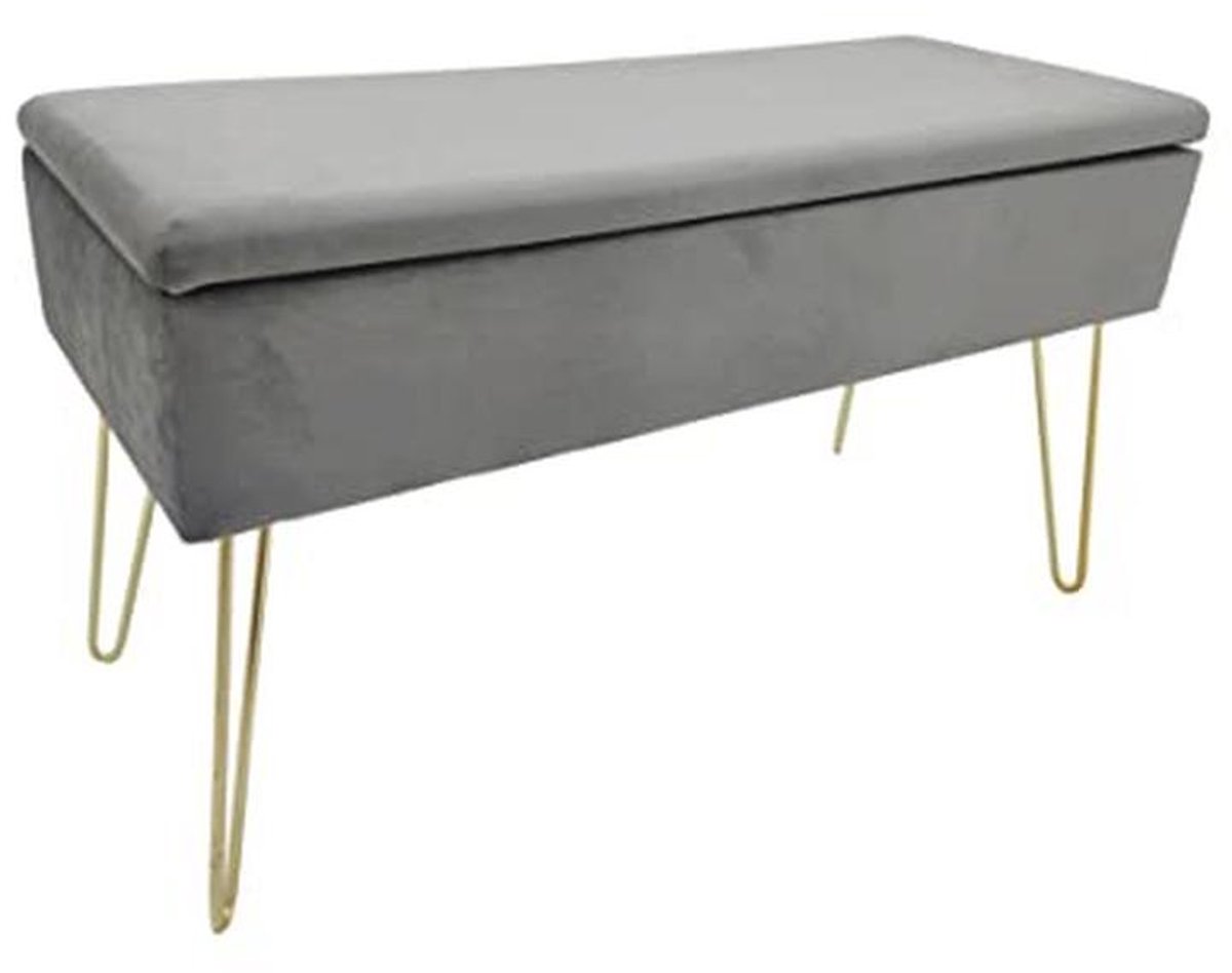 Gestoffeerd bankje met opbergruimte en elegante fluwelen hoes - 77 x 33 x 18 cm