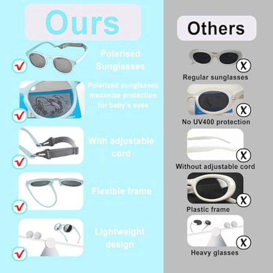 Babyzonnebril 100% UV-bescherming voor Pasgeborenen - Verstelbare Riem en Brillenbox - Voor Jongens en Meisjes — afbeelding 5