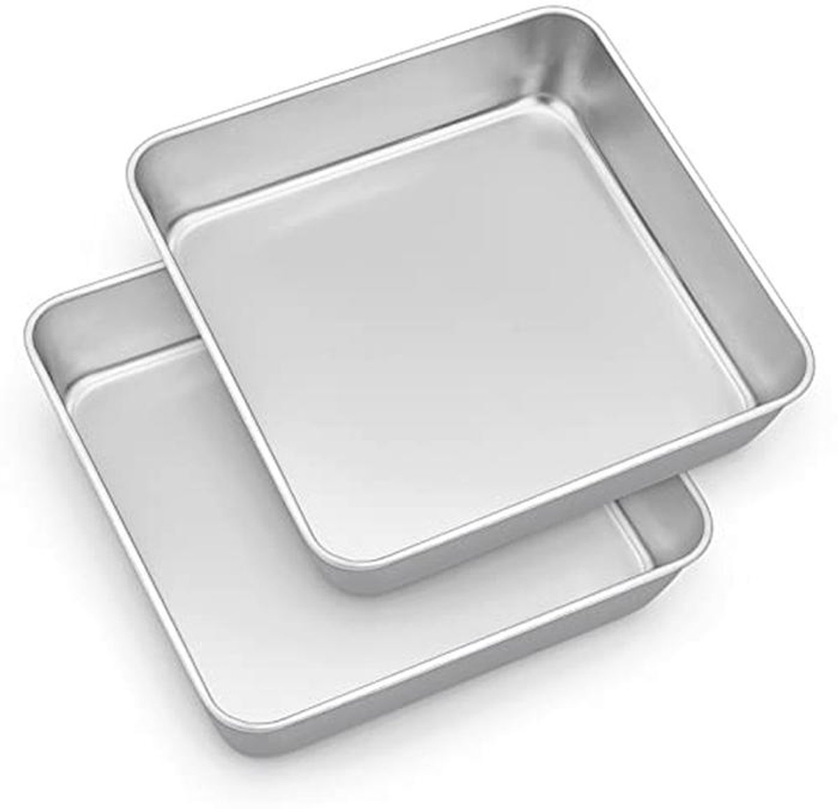 Vierkante Bakvorm Set van 2 - Roestvrijstaal, Ideaal voor Taarten, Brownies en Lasagne