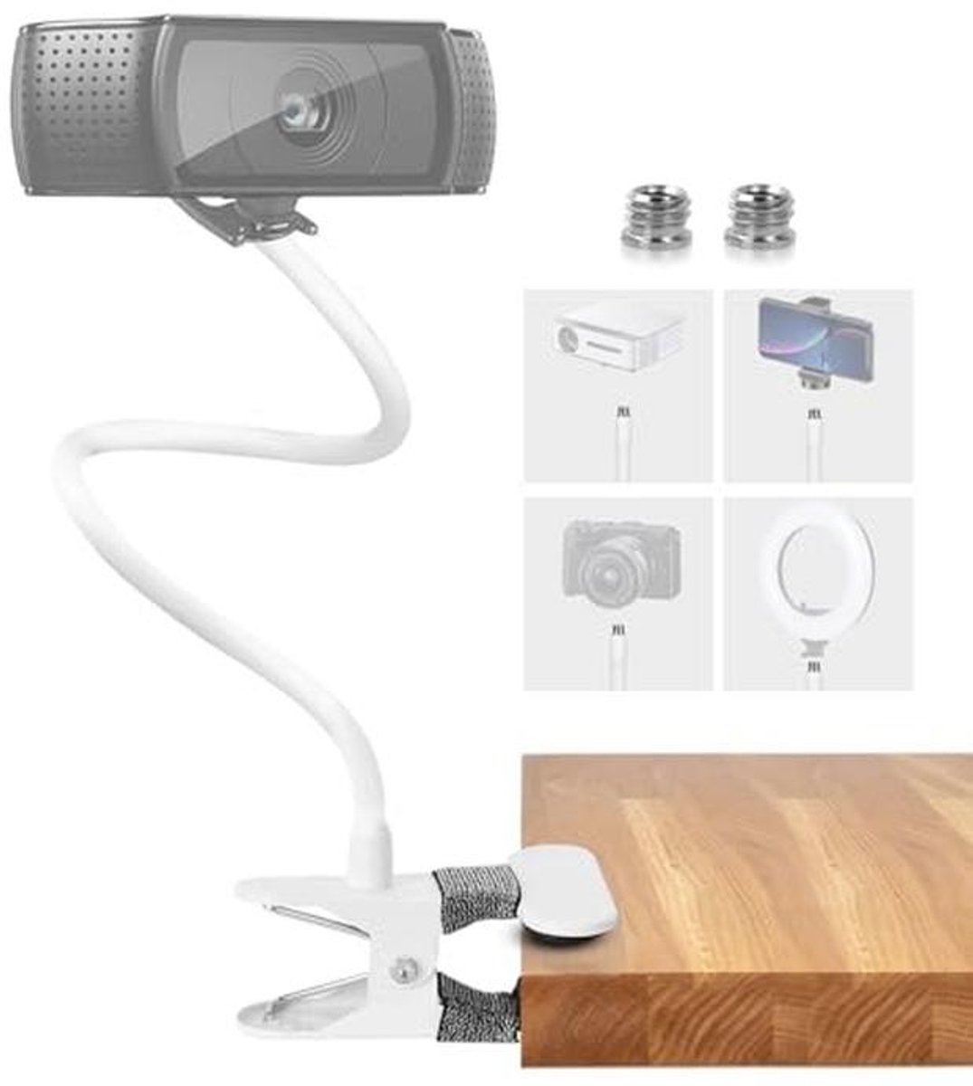 Webcamstandaard met Zwanenhalsbevestiging voor DSLR, Webcam en Telefoons