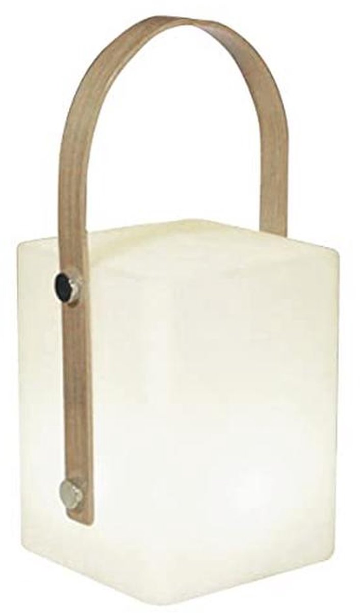 Draadloze Lantaarn met Bamboe Handvat - LED Warm Wit/Multi-kleur Dimbaar - Hoogte 27 cm