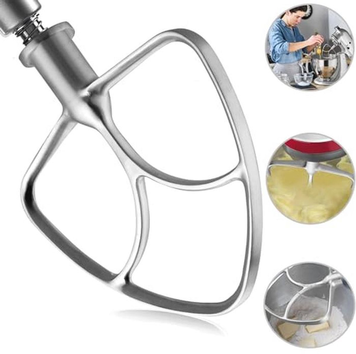304 RVS Flex Edge Klopper voor 4.5/5 QT Tilt Head Stand Mixer