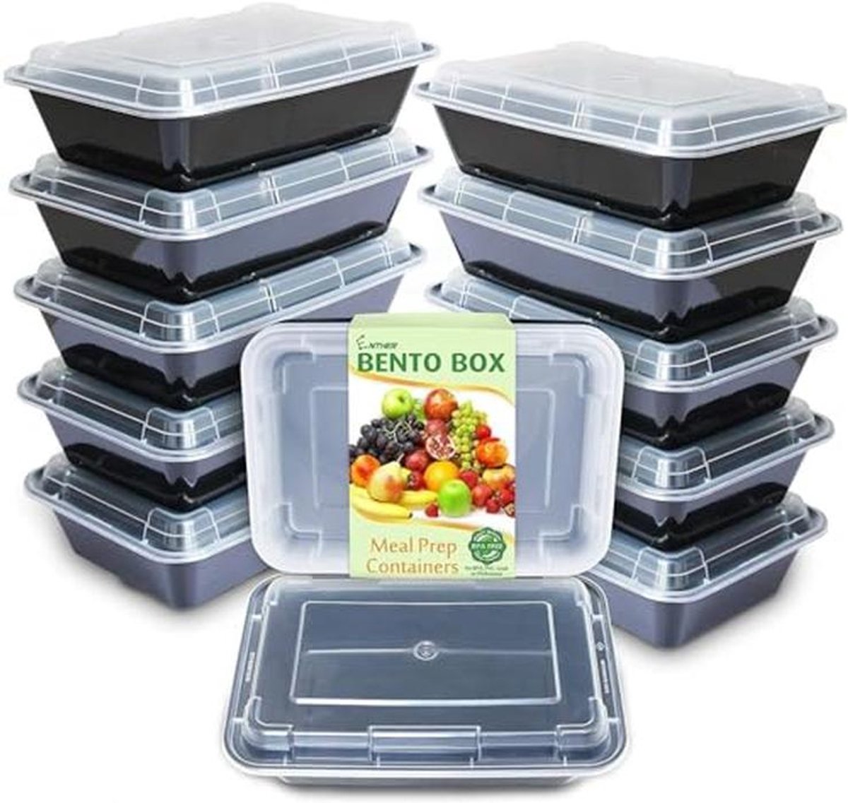 Maaltijdbereiding Voedselcontainers - 12 Pack Kunststof met 1 Compartiment