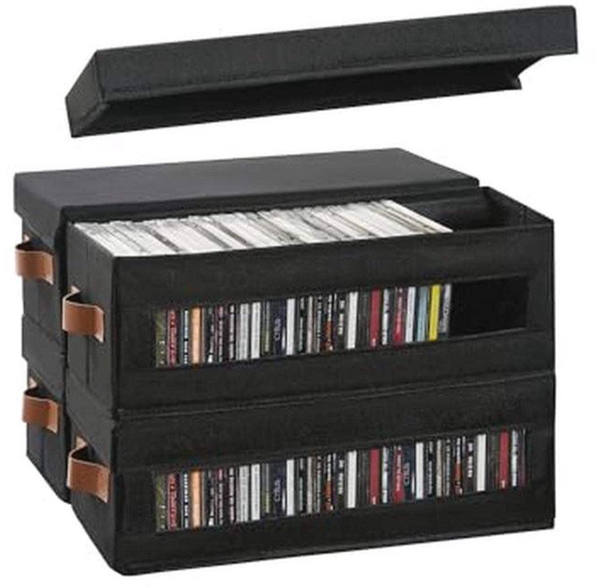 CD-opbergdozen met zichtbaar venster - Stapelbare houder voor 148 CD's