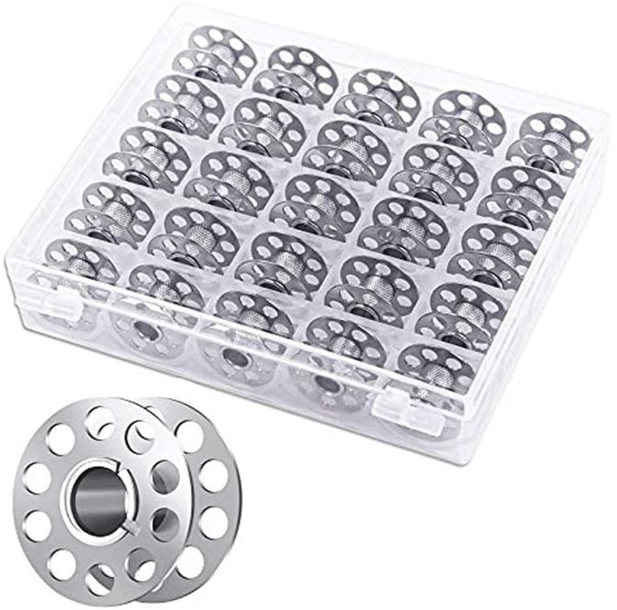Metalen Naaimachinespoelen met Opbergdoos - 25 Stuks