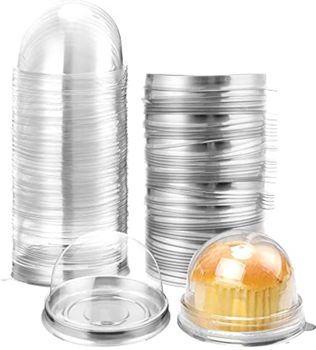 Mini-taartdoosjes voor cupcakes, muffins en mooncakes - 50 zilverkleurige feestdoosjes