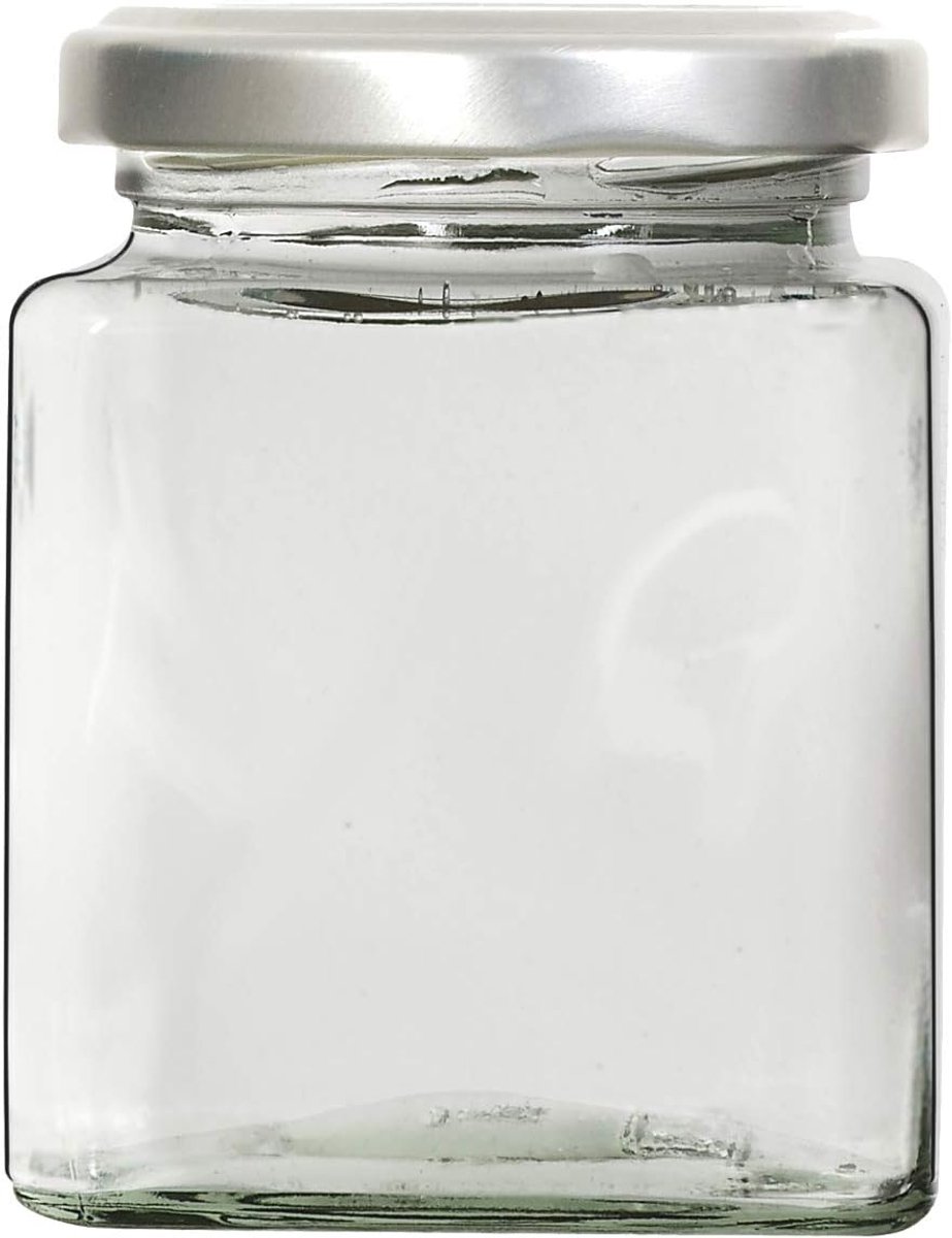 Candala 12 x kruidenpotjes, inmaakpot, vierkant, 212 ml, met etiketten