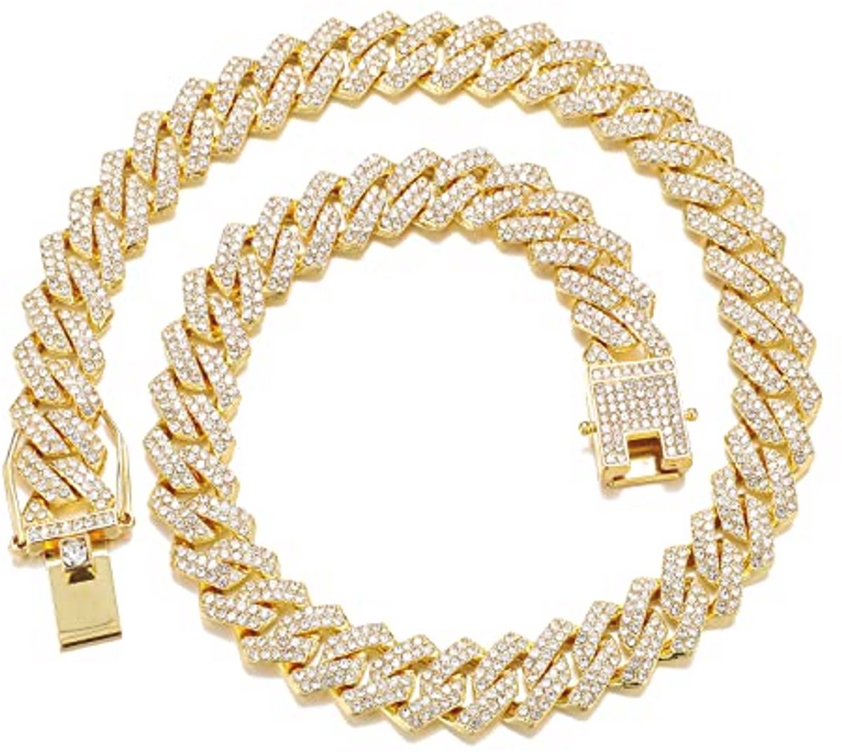 Cuban Link Ketting Iced Out voor Mannen en Vrouwen - Hip Hop Sieraden in Zilver, Goud en Roze Goud