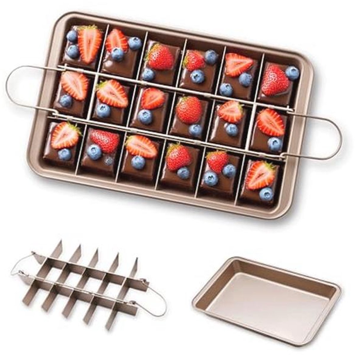 Brownie Pan met Verdelers - 18 Pre-Slice Brownies Cutter
