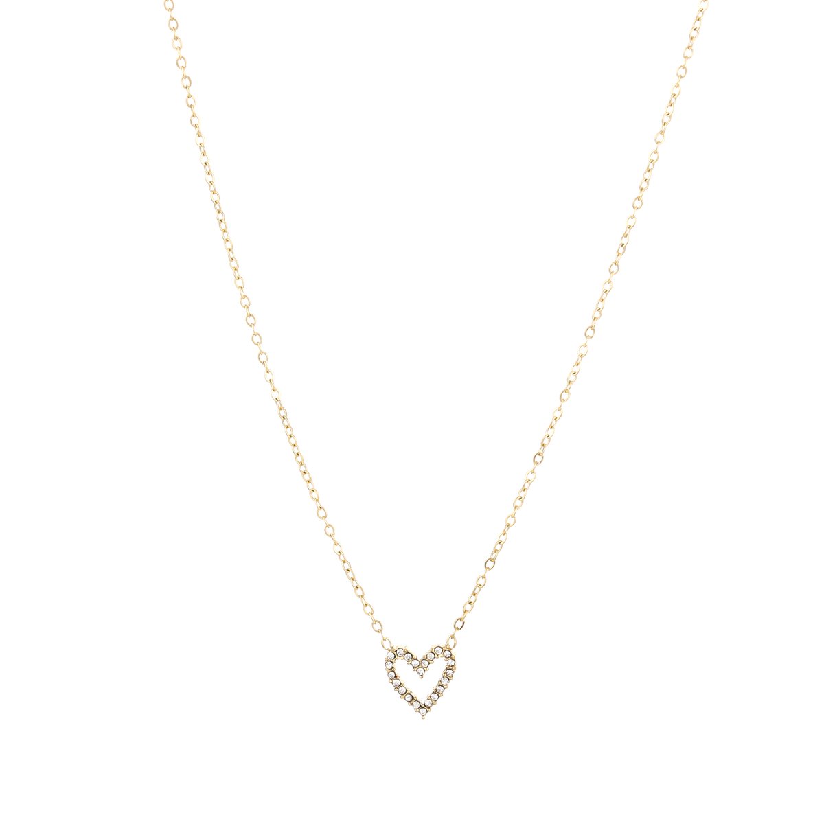 Minimalistische ketting hartje - Michelle Bijoux - Gouden ketting - Dames ketting - Stainless Steel - Nikkel vrij - 40 + 5 cm - Kerst sieraden - Kerst cadeau - Sinterklaas - Moederdag - Valentijn - Cadeau voor dames