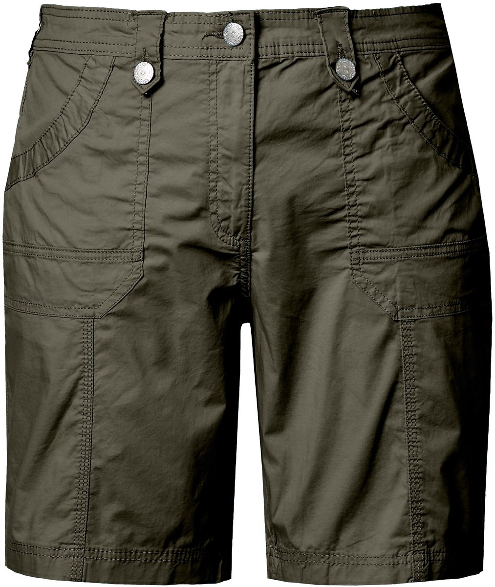 Ulla Popken - Dames - Cargo-bermuda comfortabele tailleband 4-pocket model - Kaki - Maat 42