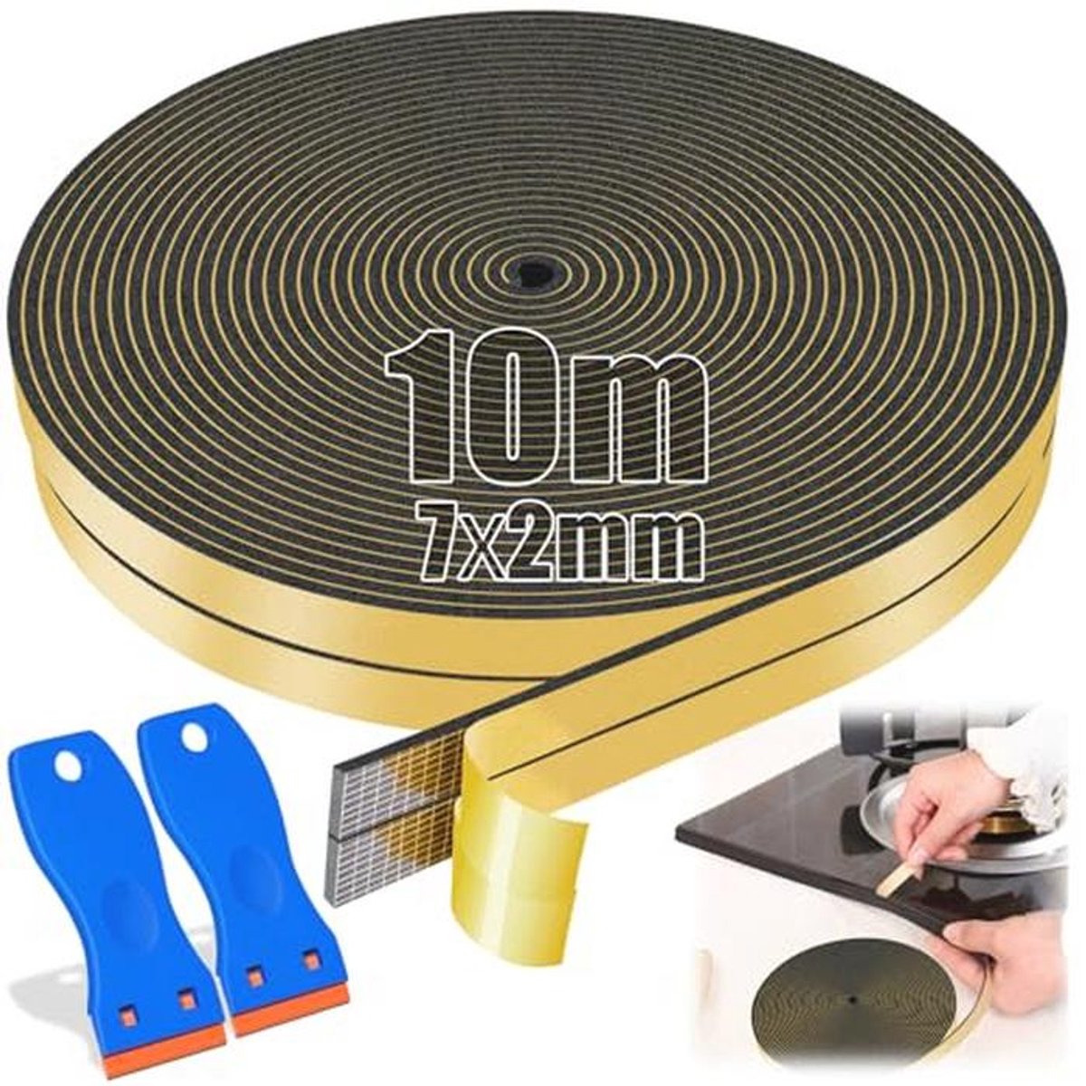 Afdichtingstape voor Kookplaat en Gootsteen - Zelfklevend Schuimrubber 10m x 7mm