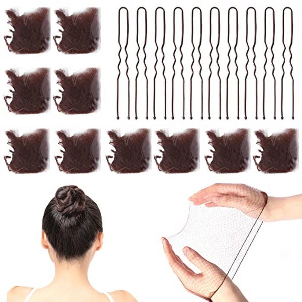 Onzichtbaar haarnet met 20 haarspelden voor perfecte bun en knot
