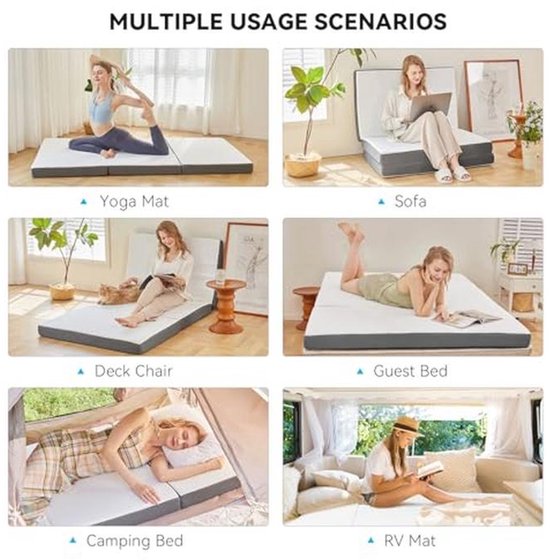Vouwmatras 65 x 195 cm 3-delig - Camping Matras voor Gastenbed en Vloermatras van Merkloos — afbeelding 5