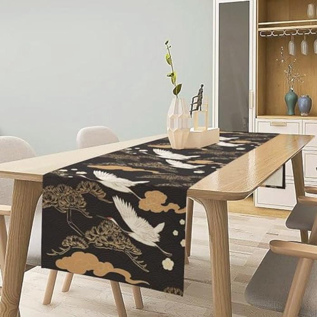 Traditionele Vintage Tafelloper met Aziatische Print voor Bruiloft en Feest