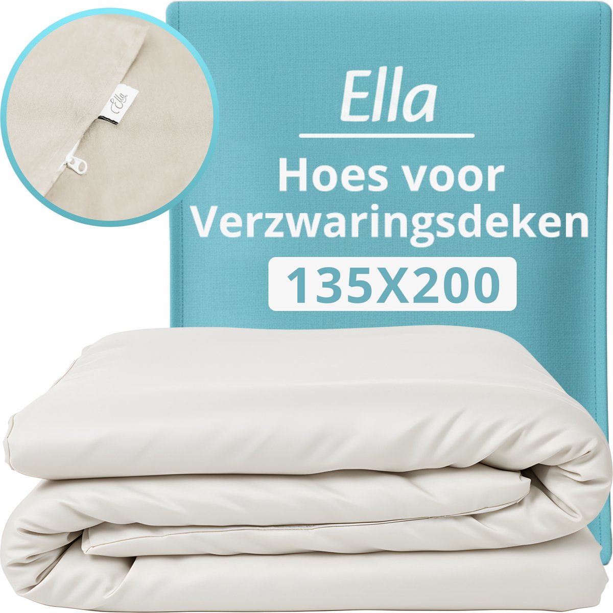 Hoes voor de verzwaringsdeken van Ella 135 x 200 CM - 7 KG & 9 KG - Overtrek Hoes van 100% biologisch katoen - Organisch Wit