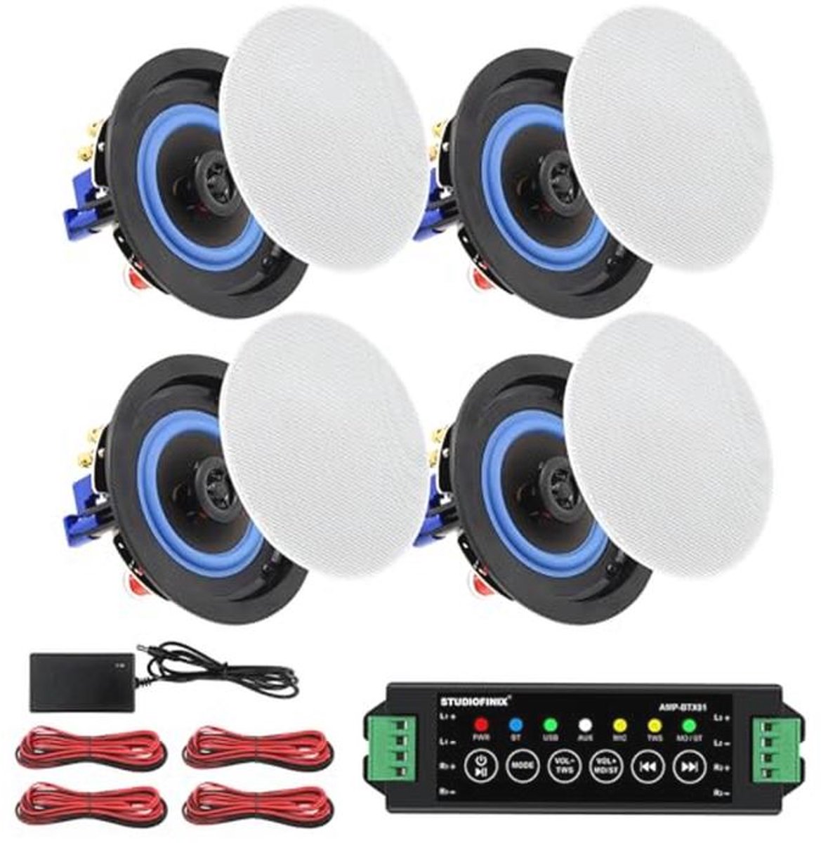 4 inch 320 watt 2-weg Bluetooth-plafondluidsprekers voor thuisbioscoop, woonkamer en kantoor