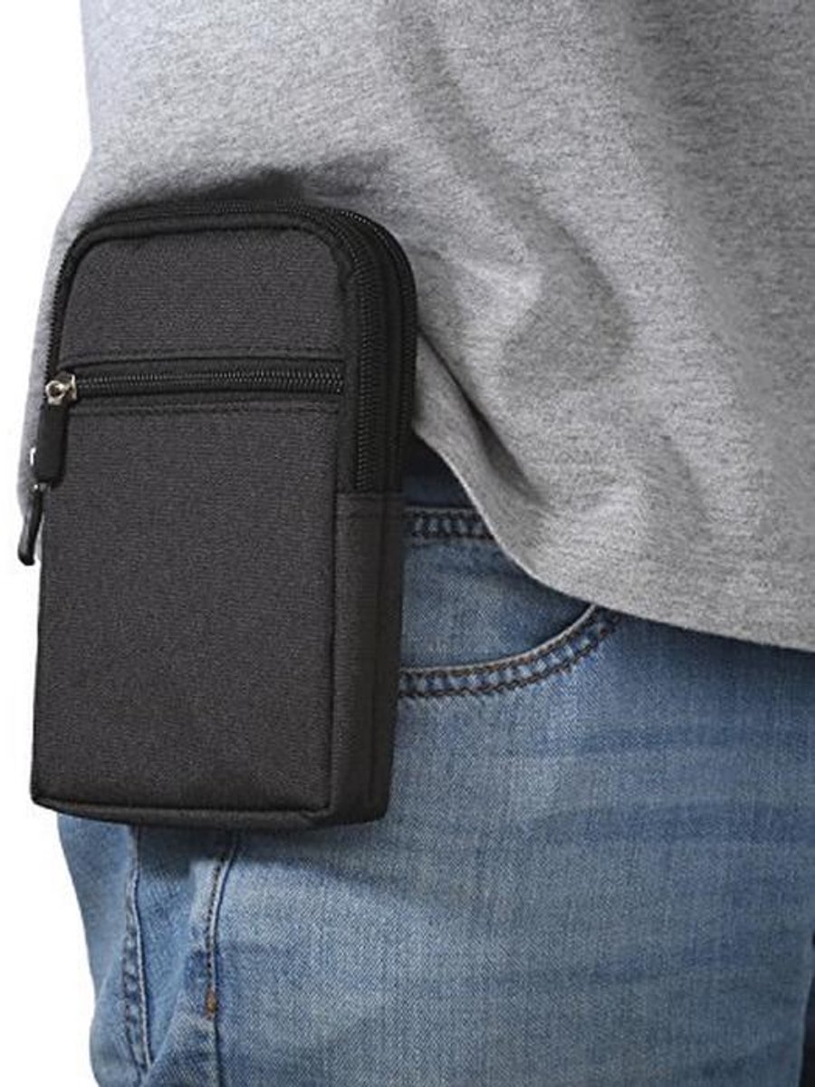 Zwarte Heuptas voor Smartphone met Kaarthouder - Compact en Duurzaam