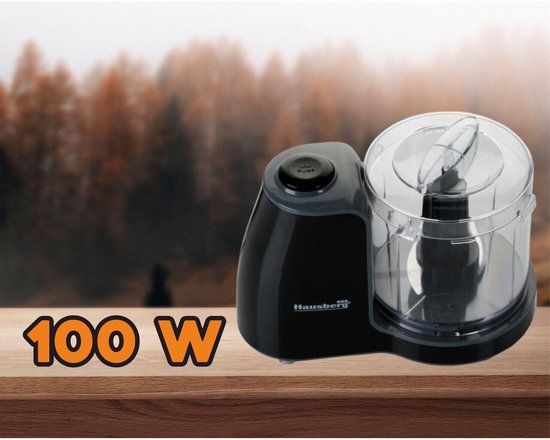 Hausberg HB-4504NG Elektrische Hakmolen 0,5 L | 100 W Mini Food Chopper – Zwart Met RVS-Messen Voor Groenten, Noten & Kruiden — afbeelding 2