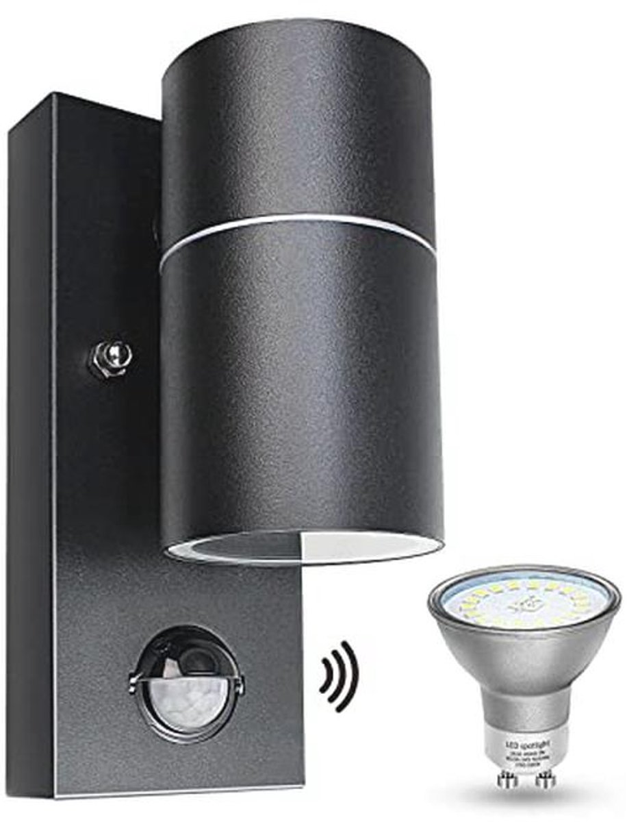 Moderne LED buitenlamp met bewegingsmelder en GU10 fitting - Waterdicht IP44