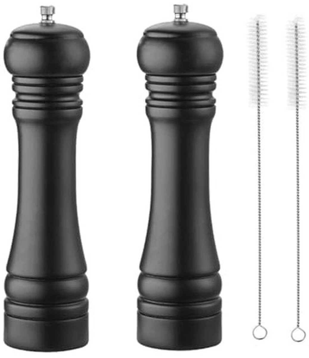 Set van 2 Houten Zout- en Pepermolens met Keramisch Slijpsysteem - 8 Inch