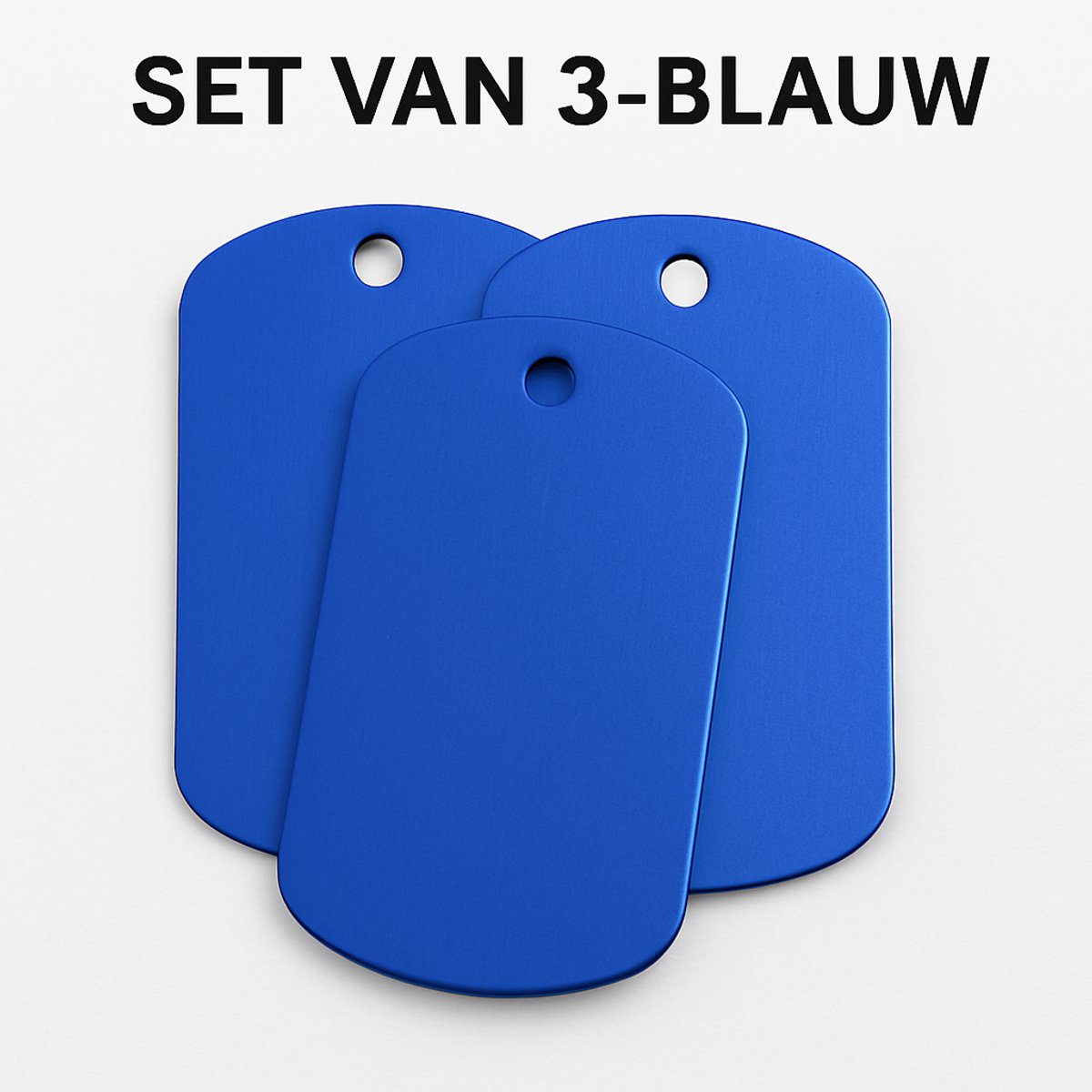 Dogtag Naamplaatjes – Set van 3 - Blauw – Aluminium Hanger Voor Graveren – Lichtgewicht & Krasbestendig – 4 Kleuren Beschikbaar – Sleutelhanger / Pet Tag / ID Tag