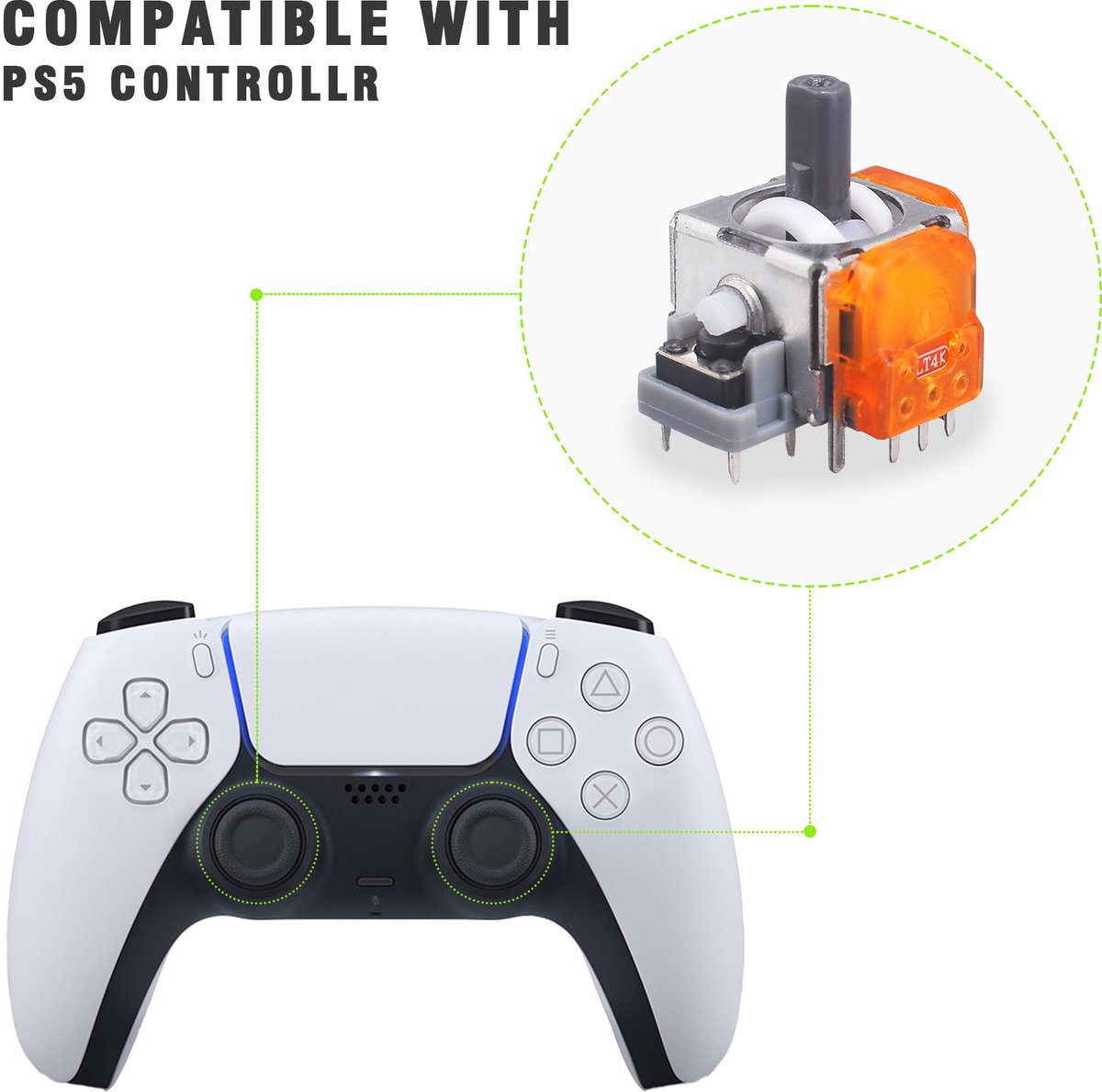 Hall-effect joystick - Analoge joystick - Vervanging - Geschikt voor PS5 - 2-stuks set
