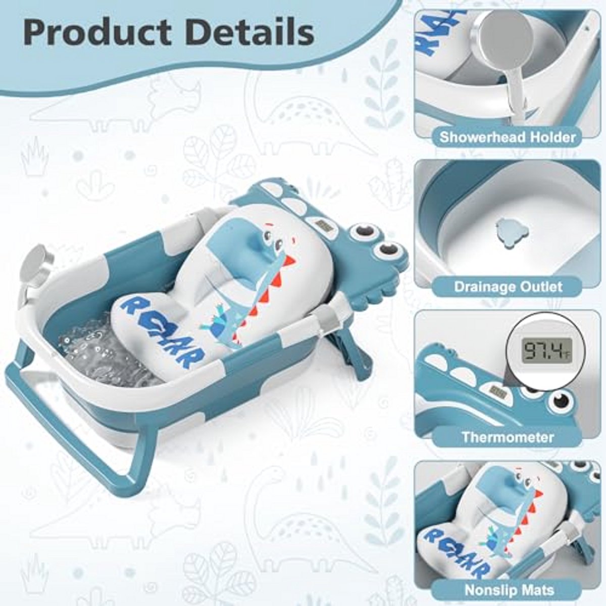 Opvouwbare babybadkuip met thermometer en drijfkussen thumbnail 6