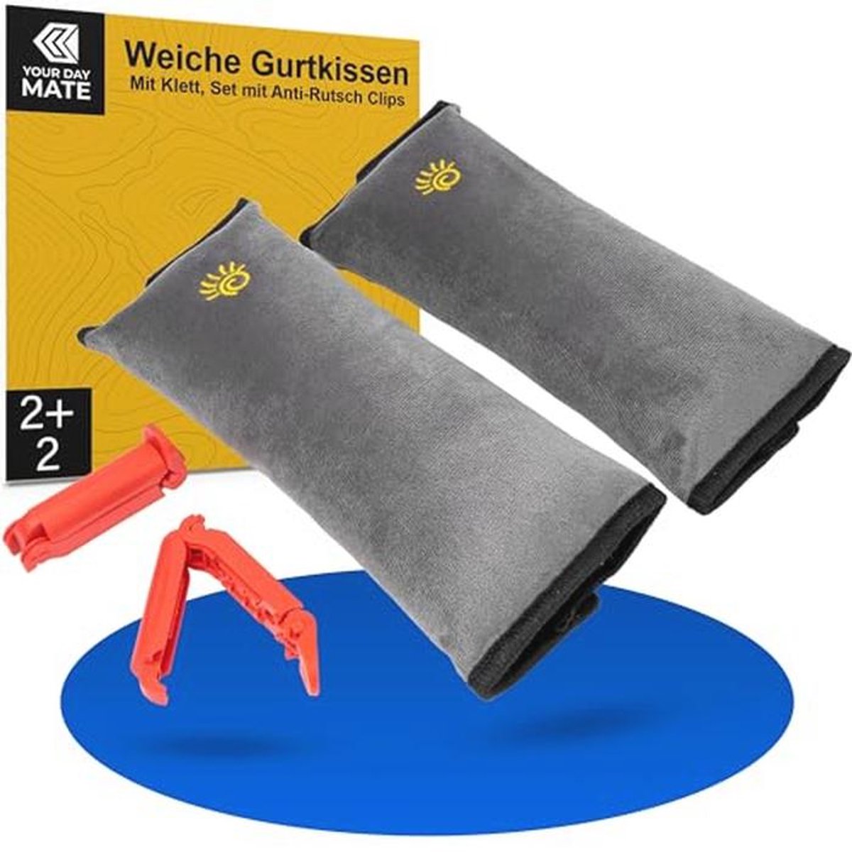 Gordelkussen Set voor Auto met Anti-Slip Clips - Zachte Microvezel, 27 cm - Veilige Schoudervulling voor Kinderen en Volwassenen