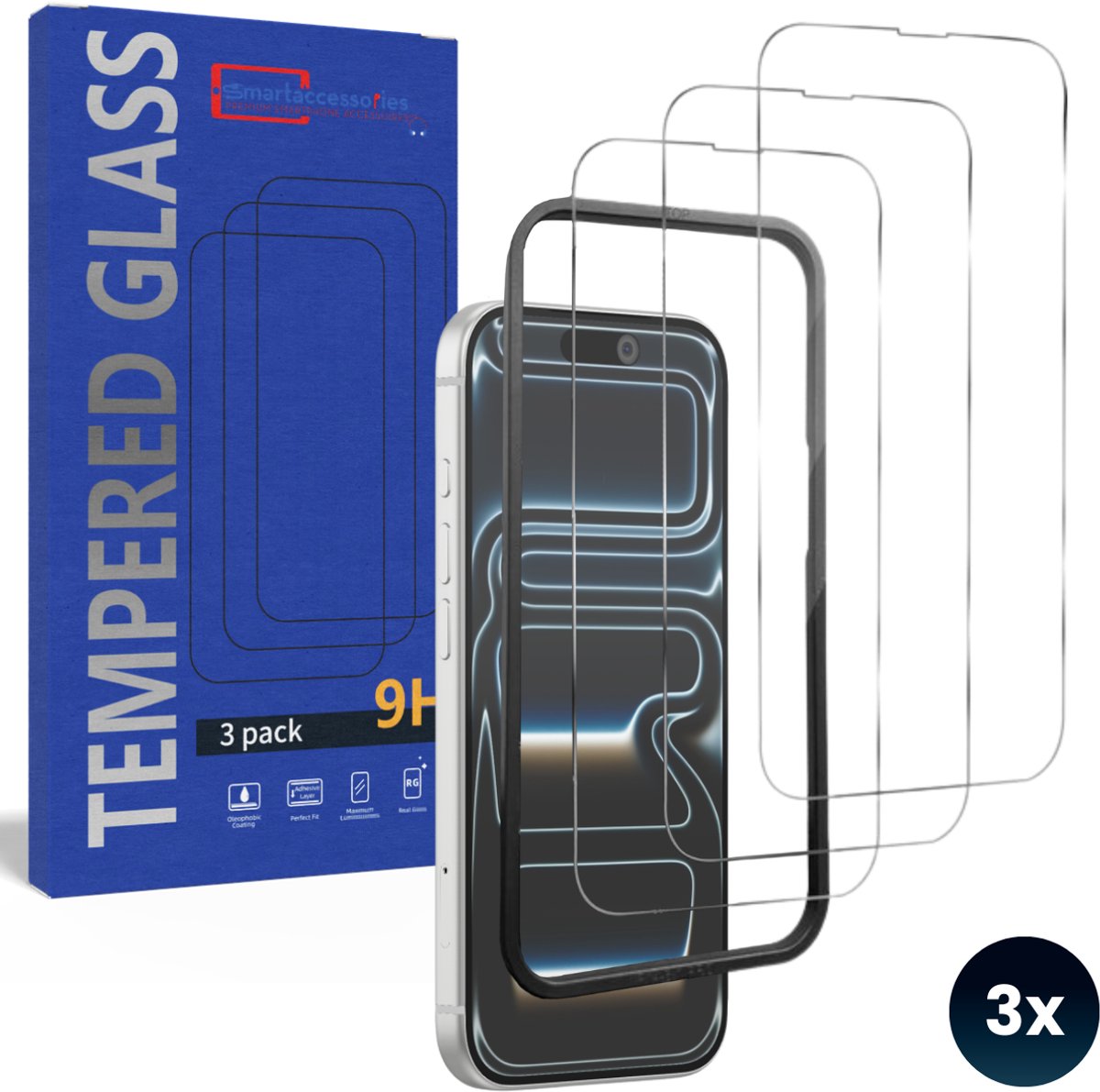 Screenprotector geschikt voor iPhone 17 pro max - Met montageframe frame - Gehard Beschermglas - Tempered Glass Screen Cover -Eenvoudige installatie - 3 Stuks