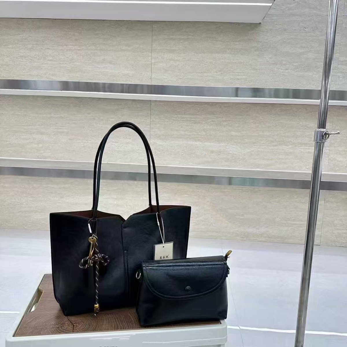 TK-S set Schoudertas-shopper + clutch-handtas, zwart