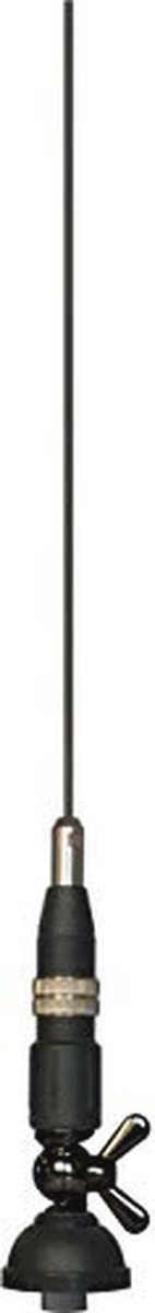 CB-antenne voor voertuigen, frequentie 26,5 - 27,4 MHz, maximaal vermogen 40 W, roestvrijstalen stylus, kantelbaar 180 °, hoogte 0,95 m