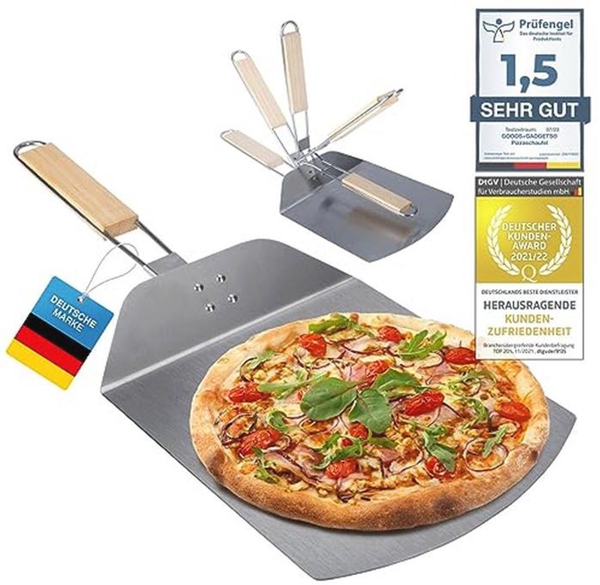 Ruimtebesparende XXL Pizzaschep met Inklapbare Handgreep - Perfect voor Thuisbakken