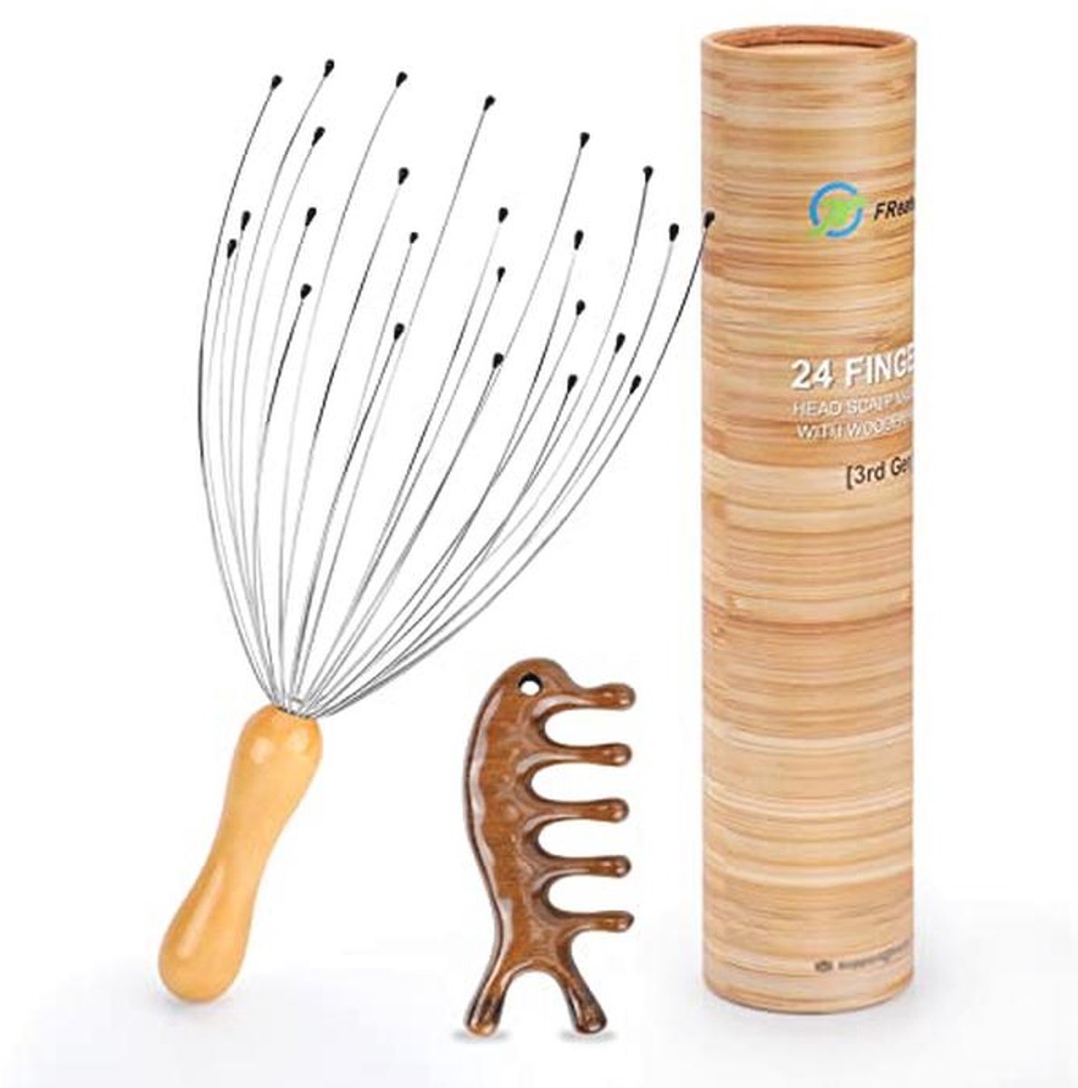 Hoofd Massager Met 24 Vingers En Hoofd Massage Kam Guasha Tool