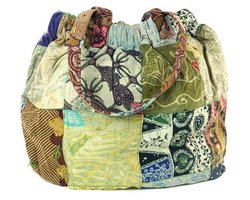 GURU SHOP Hippietas, patchwork shopper, schoudertas, groen, heren/dames, katoen, 40 x 40 x 13 cm, alternatieve schoudertas, handtas van stof